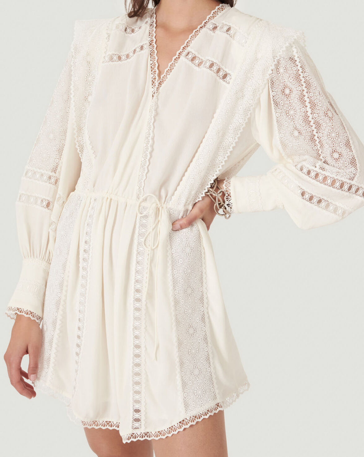CASSIE LONG SLEEVE V NECK MINI DRESS image number null